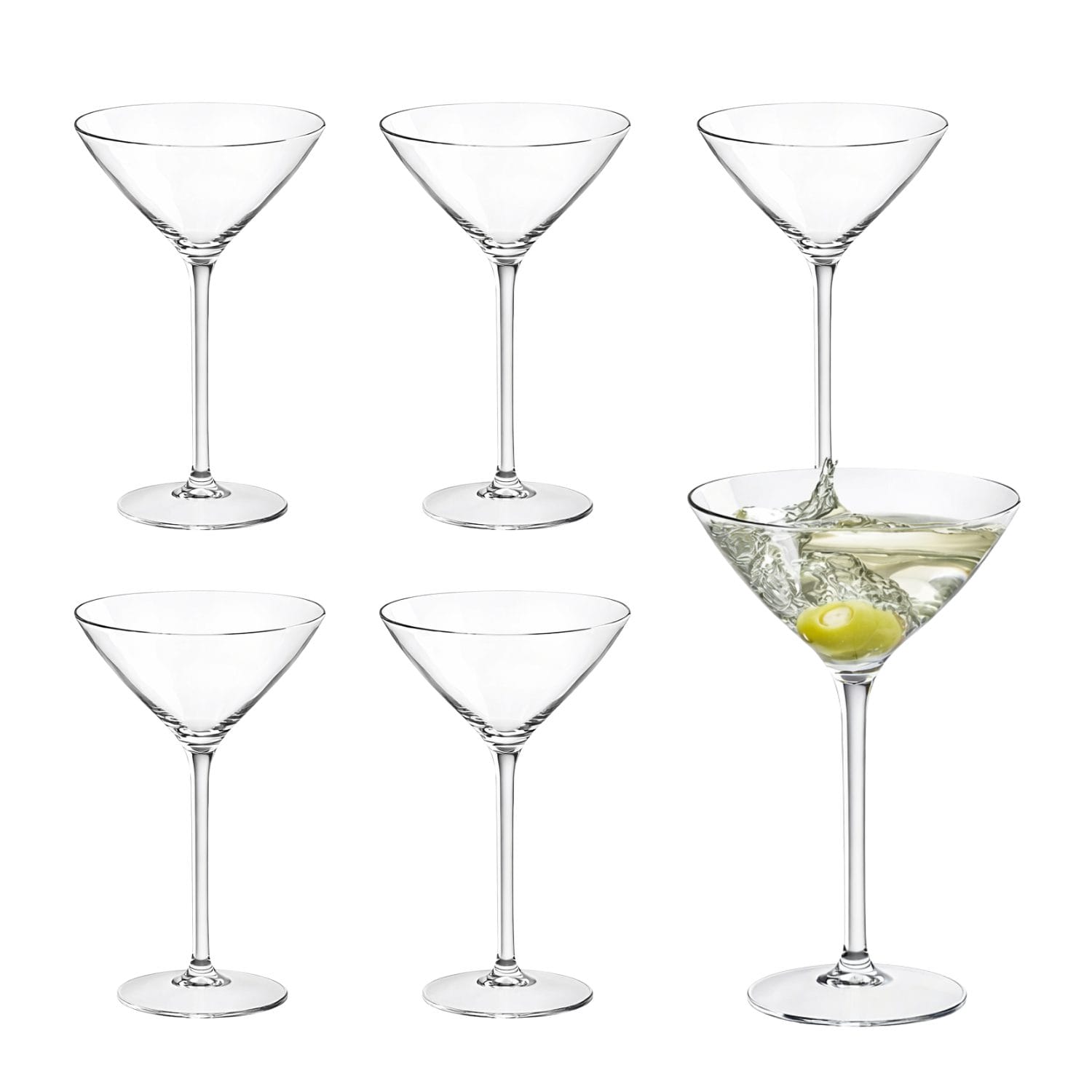 Set 6 bicchieri martini in vetro trasparente coppa cocktail