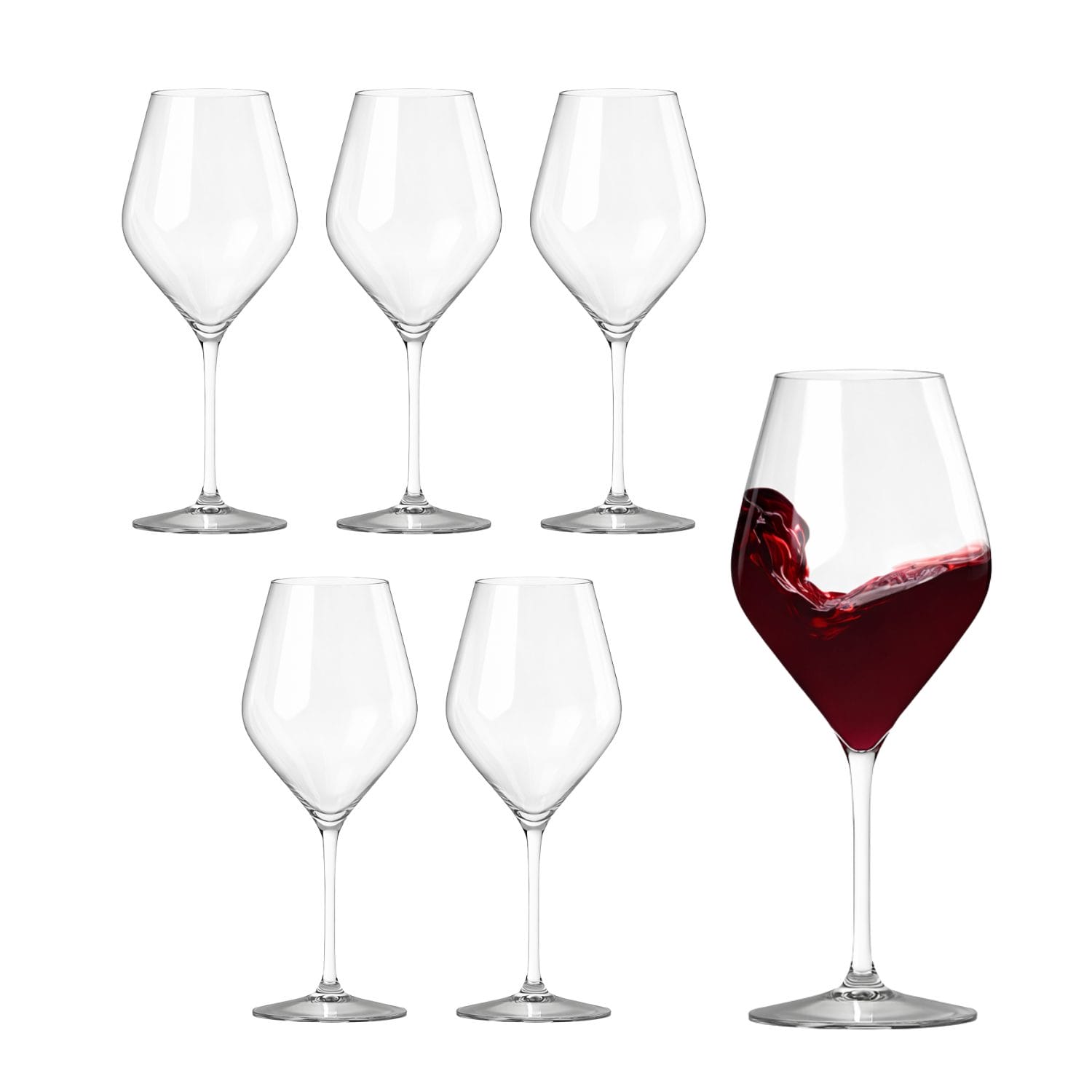 Set 6 calici vino rosso in vetro ampio design moderno