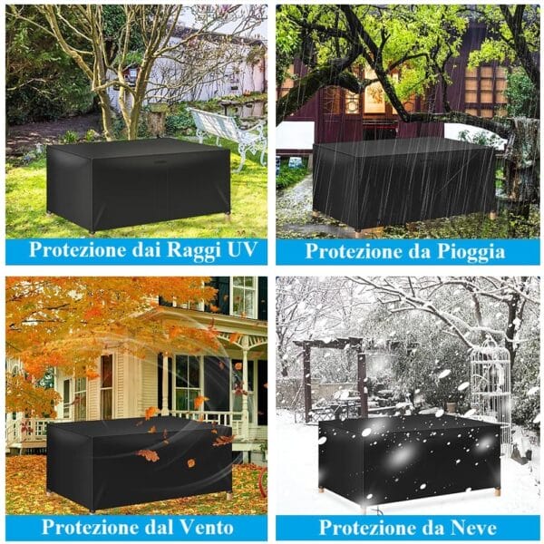 Copertura Impermeabile Per Tavolo Da Esterno | Telo 420D Oxford | 213x132x74 Cm - Foto 8