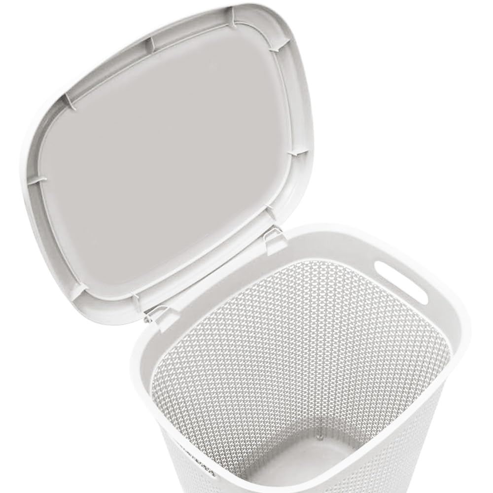 Cesto portabiancheria bianco con coperchio