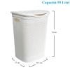 misure-portabiancheria-bianco Cesto portabiancheria bianco 55L in plastica effetto rattan 39,5x37x54 cm con coperchio