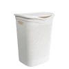 portabiancheria-bianco Cesto portabiancheria bianco in plastica effetto rattan 39,5x37x54 cm con coperchio