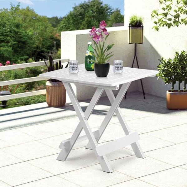 Tavolo in plastica quadrato piccolo da giardino pieghevole