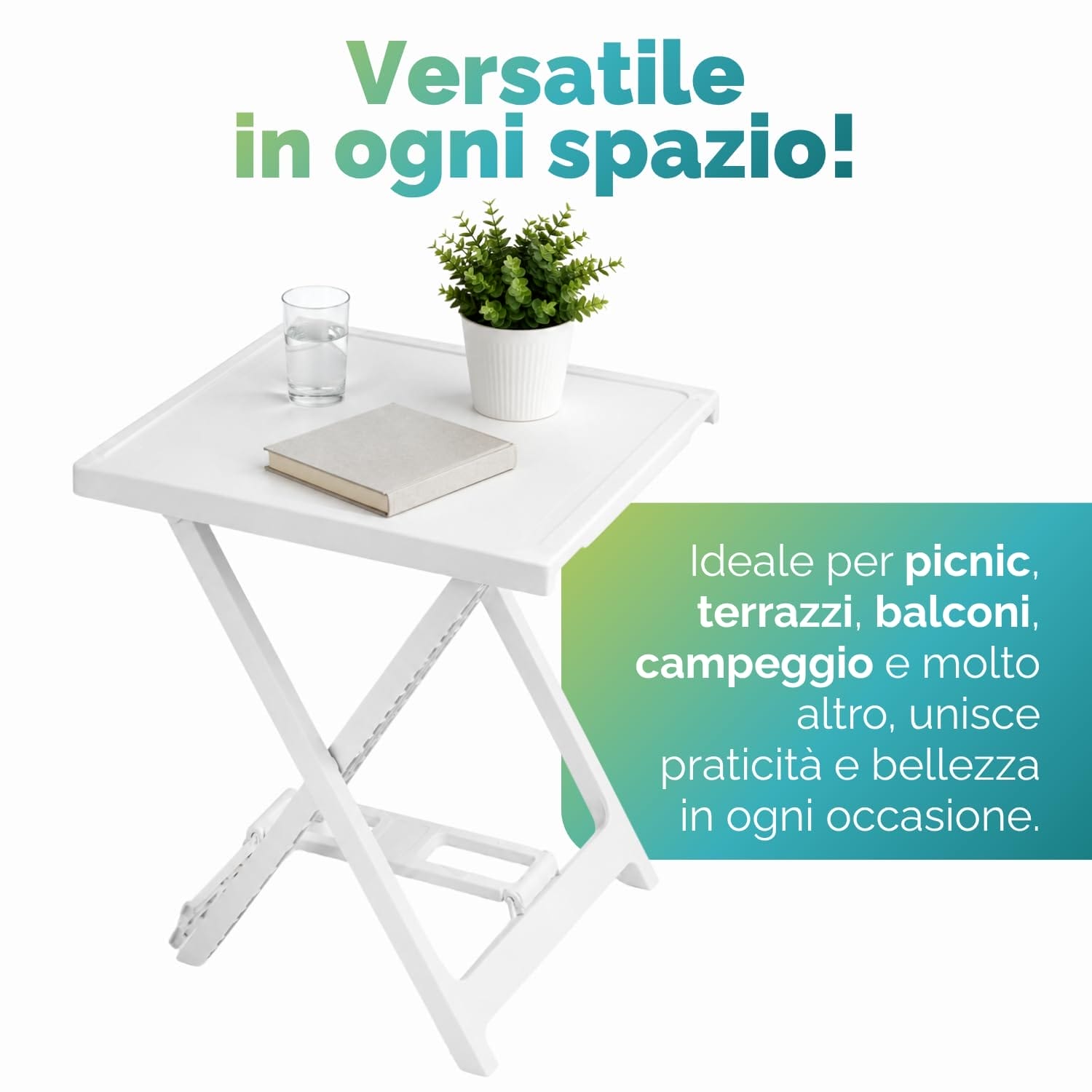 Tavolino da esterno ARNO pieghevole ideale per balcone terrazzo campeggio e picnic
