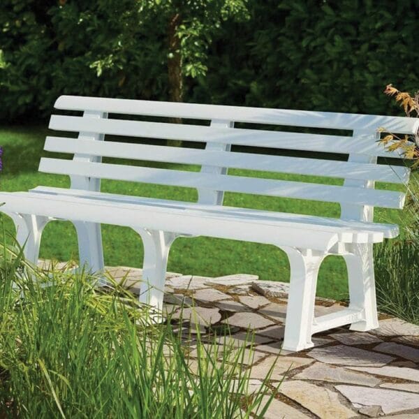 Panchina Olimpia Totò Piccinni Per Esterno - Plastica Polipropilene, 150x53x73 Cm, Bianco - Foto 10