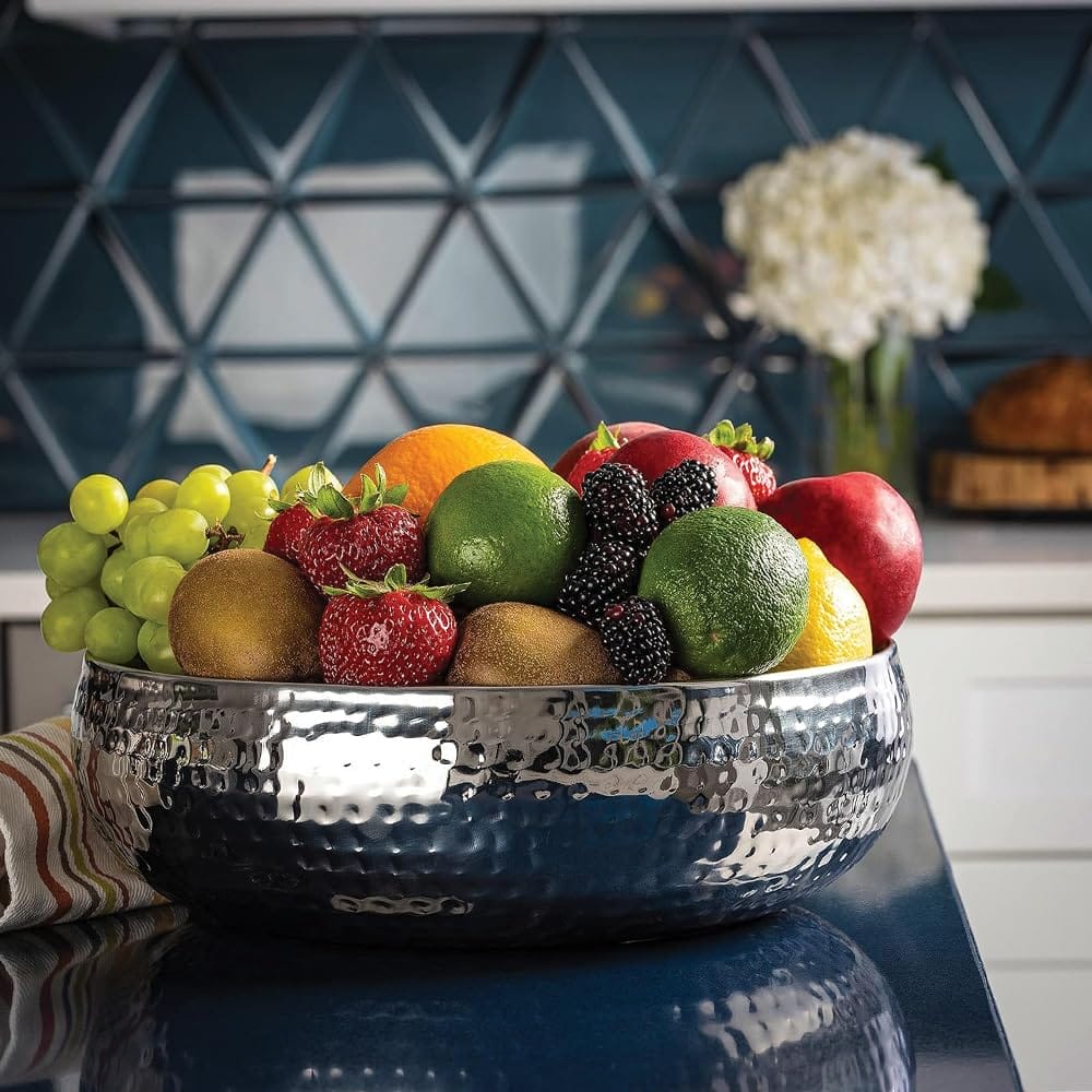 Centrotavola acciaio inox martellato 27,5x10,5 cm