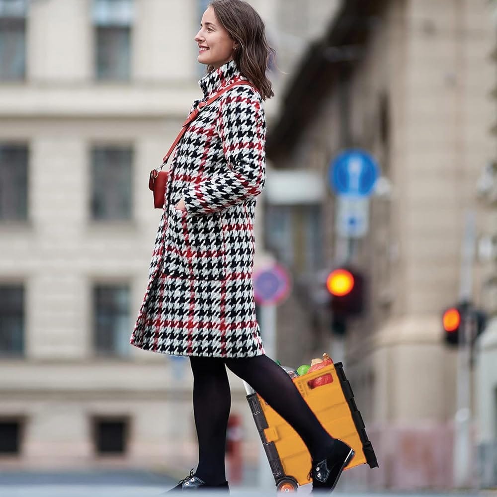 Trolley spesa giallo e nero pieghevole portata 35 kg