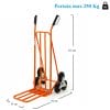 Carrello portapacchi per scale con misure 53x58/92x112 cm e portata massima 250 kg
