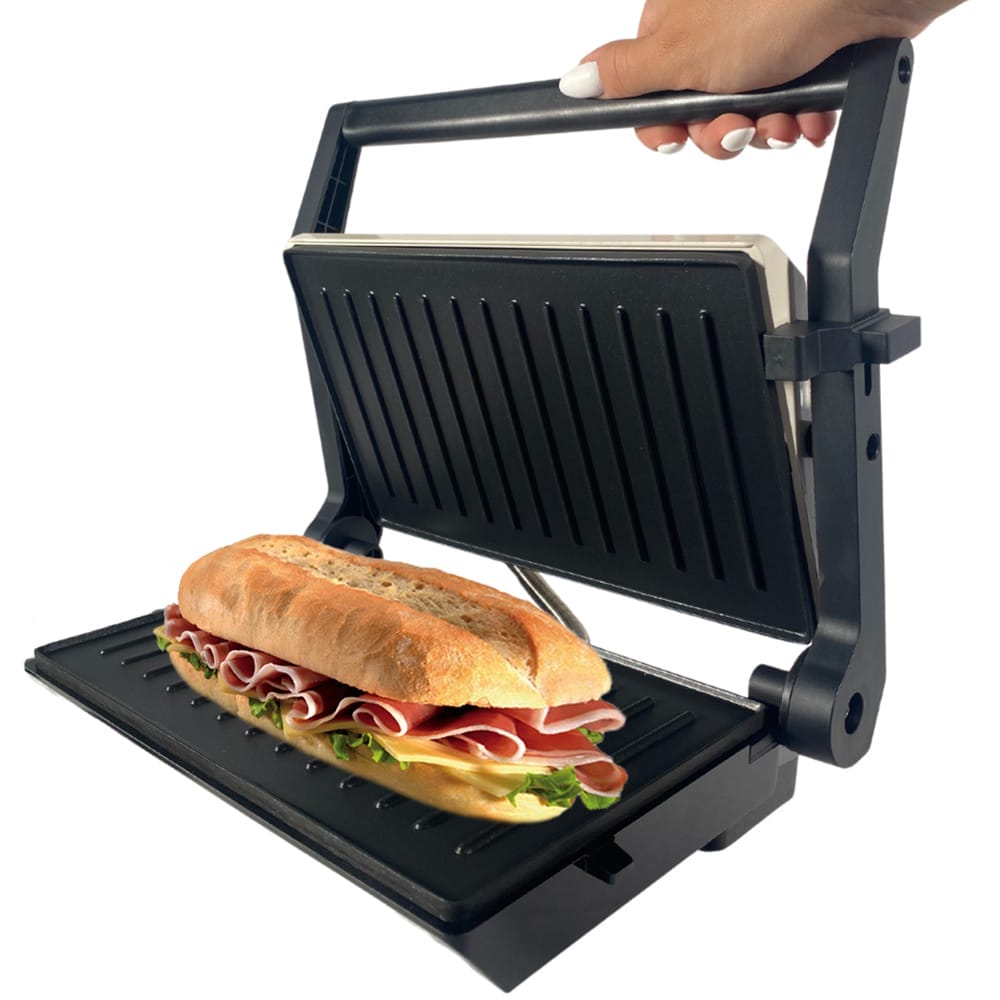 Piastra grill elettrica compatta 800W per toast e panini farciti
