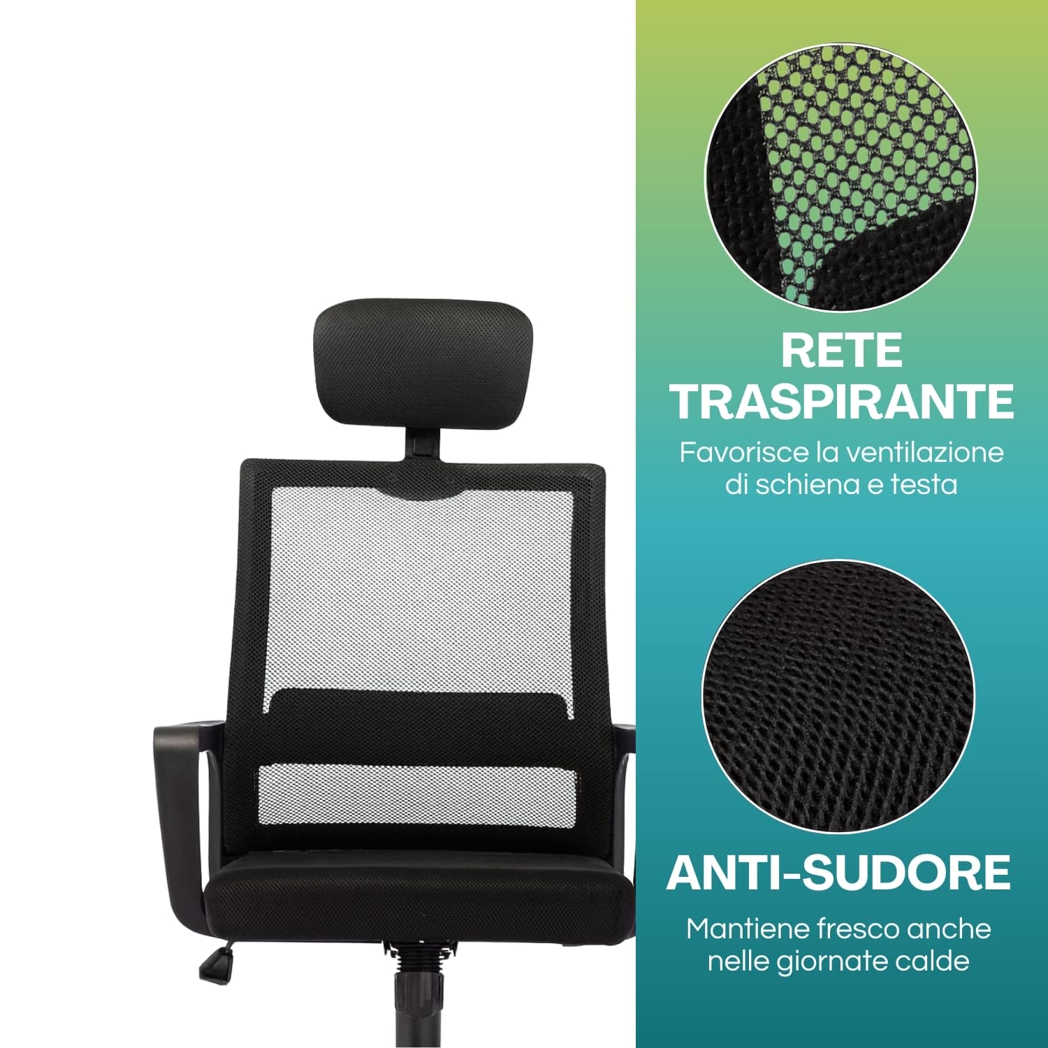 Schienale in rete traspirante per sedia da ufficio ergonomica