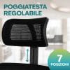 Sedia da ufficio con poggiatesta regolabile in altezza fino a 7 livelli