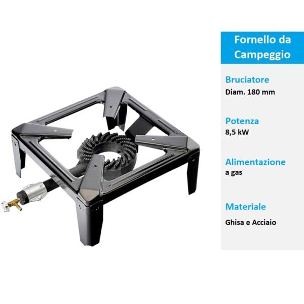 Fornello A Gas Da Campeggio 6KW - Bruciatore In Ghisa Con Tubo 1.5m, Ideale Per Picnic E Escursionismo - Foto 7