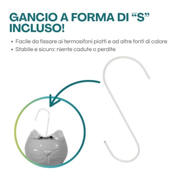 Set 3 Evaporatori Per Termosifoni In Ceramica A Forma Di Cactus - Umidificatore Con Gancio A S, Verde - Foto 10