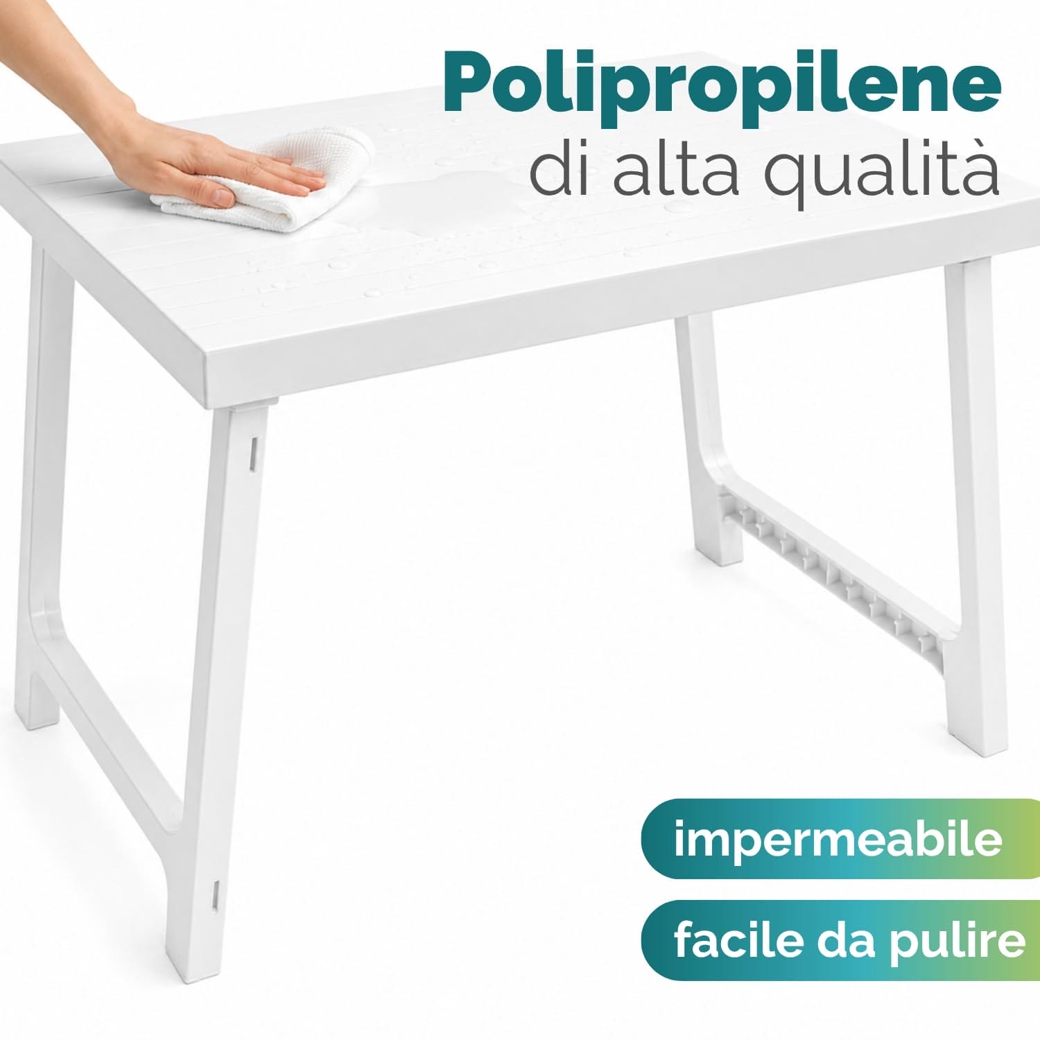 Tavolo NIK in Polipropilene Impermeabile Tavolo da esterno NIK in polipropilene impermeabile facile da pulire colore bianco