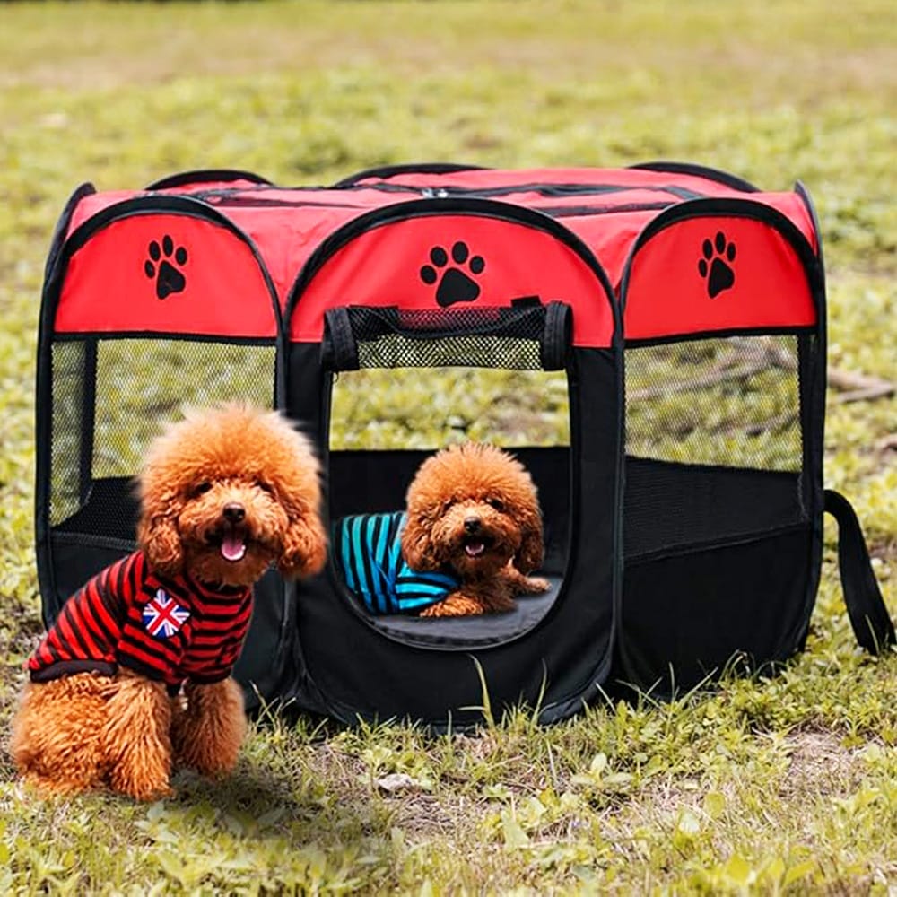 Box pieghevole per cani e gatti rosso Misura 74x74x43 cm