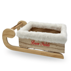 Slitta in legno portaoggetti da 34x18x12 cm