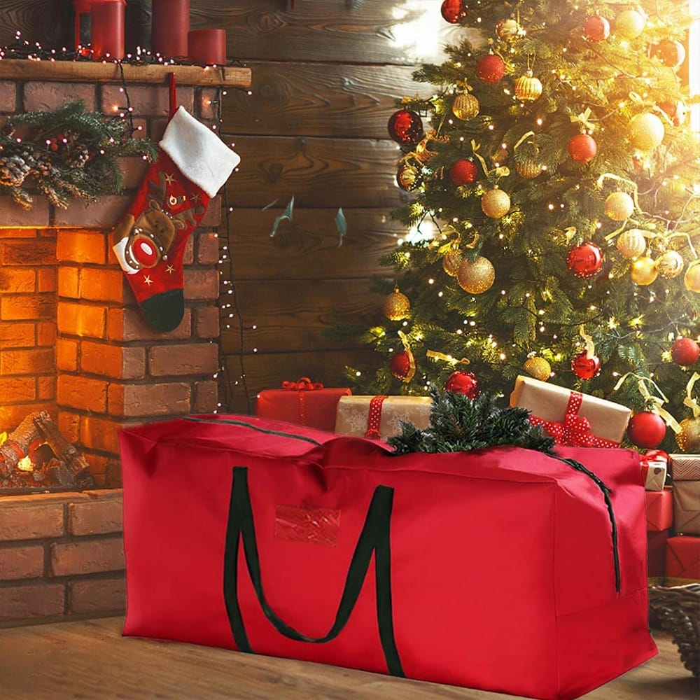 Set custodie natalizie: borsa albero 120x25x43 cm e custodia palline 43x35x35 cm