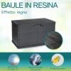 Baule in resina 170L antracite effetto legno, resistente ai raggi UV, intemperie e facile da pulire