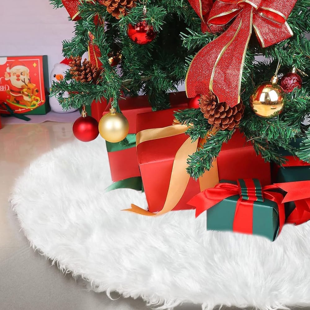 Gonna albero di Natale bianca Ø100 cm in peluche, base decorativa per albero