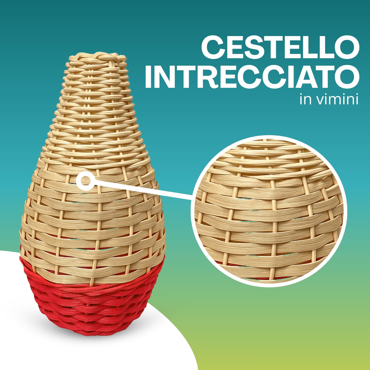 cestello-tombola-napoletana Cestello intrecciato in vimini naturale con dettaglio del design artigianale, accessorio tradizionale della tombola.