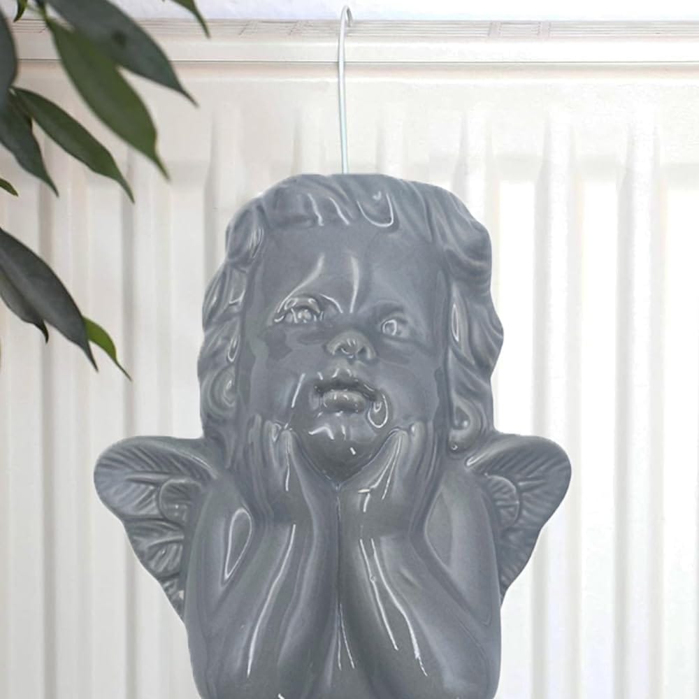 Umidificatore per termosifone angelo in ceramica grigia con gancio a S