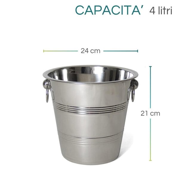 Set Supporto E Secchiello Ghiaccio Acciaio Inox 4L - Portabottiglie Per Vino E Champagne - Foto 8