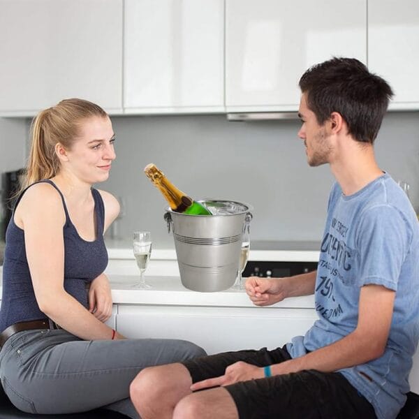 Supporto Secchiello Ghiaccio Acciaio - Base Pesante 74cm Per Bottiglie - Foto 2