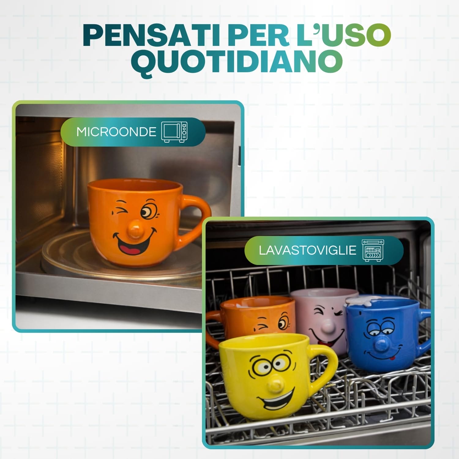 Tazze colazione in porcellana adatte a microonde e lavastoviglie uso quotidiano