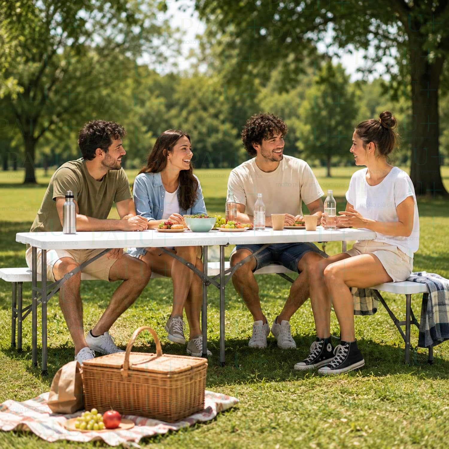 Panchina pieghevole richiudibile per picnic e campeggio con tavolo portatile