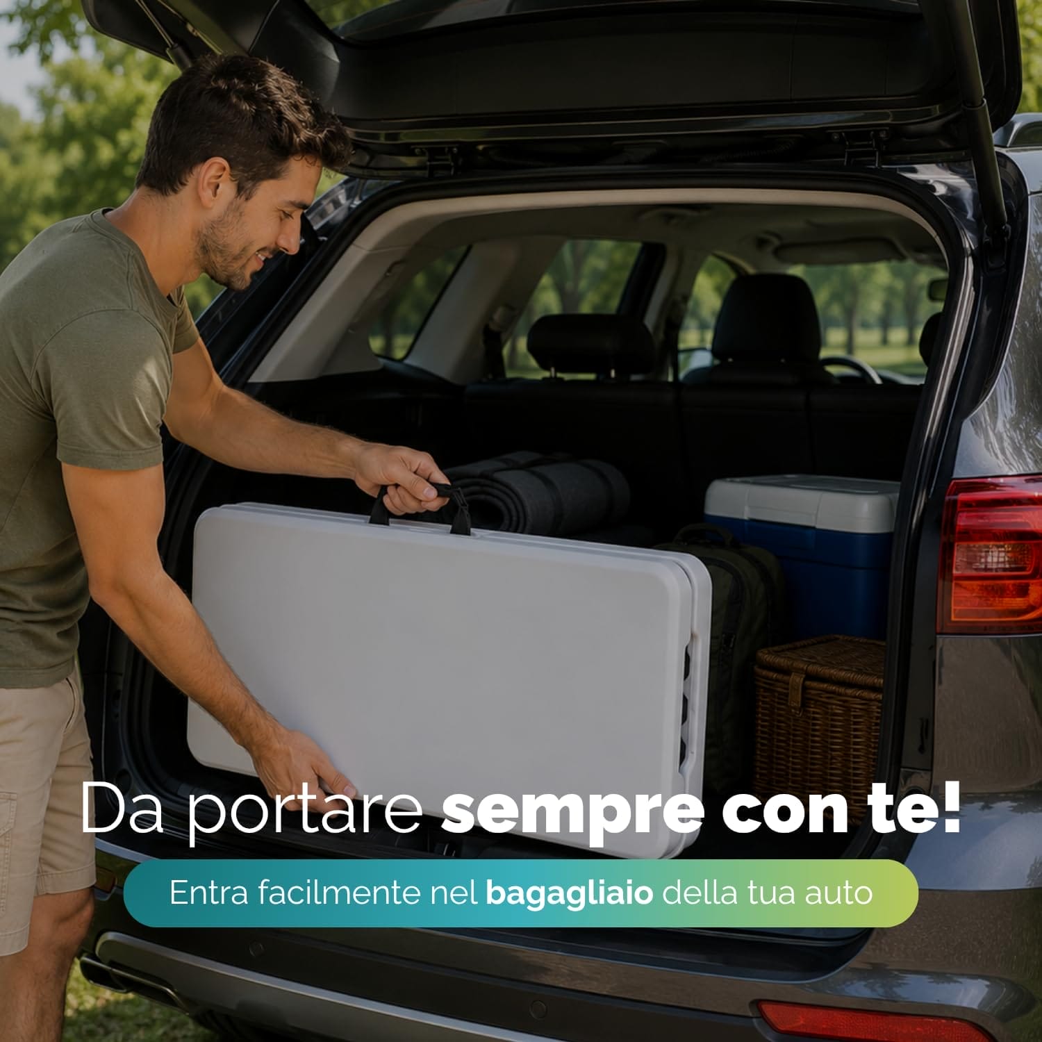 Panchina pieghevole salvaspazio a valigia facile da trasportare