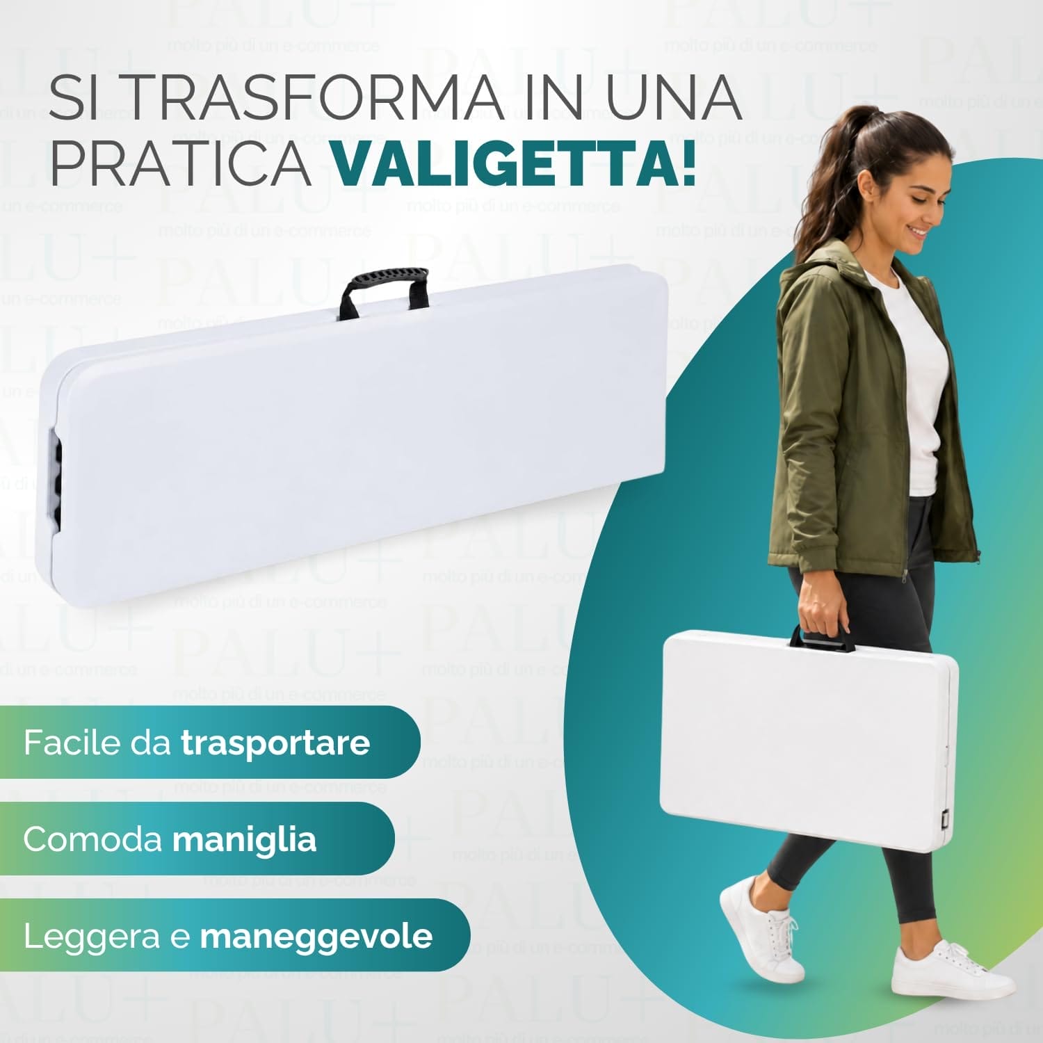Panchina pieghevole con maniglia richiudibile compatta e leggera