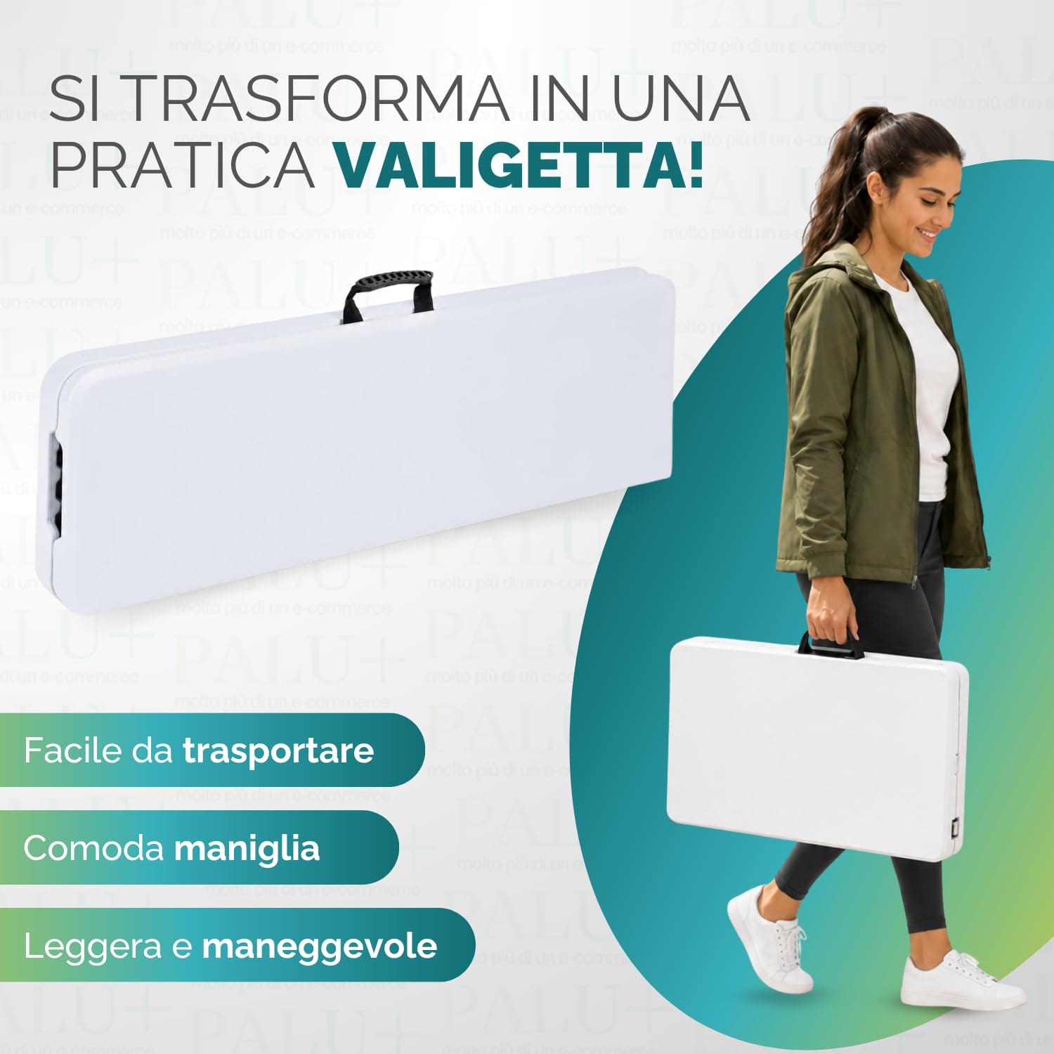 Panchina pieghevole con maniglia richiudibile compatta e leggera