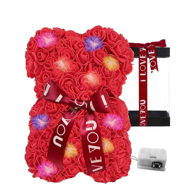 Teddy Bear Orsacchiotto Di Rose Con Petali Rosa Eterna