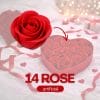 scatola a forma di cuore rose Dettaglio rose rosse artificiali effetto velluto nella scatola cuore