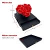 Cofanetto regalo con rose artificiali rosse a cuore e cassetto estraibile, dimensioni box 27x27 cm, altezza 24,5 cm