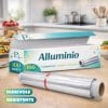 caratteristiche-rotolo-alluminio Rotolo alluminio 100 metri su tavolo cucina, resistente e ultrarapido