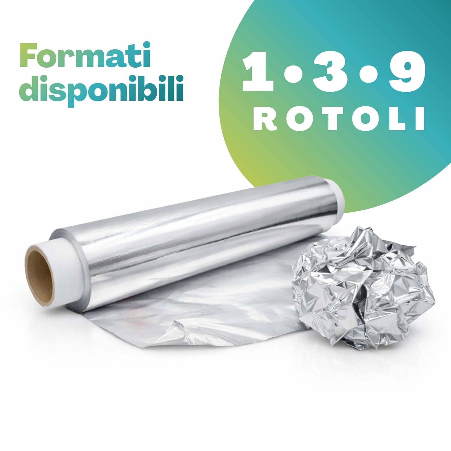 Rotolo alluminio alimentare con formati disponibili 1, 3 e 9 rotoli