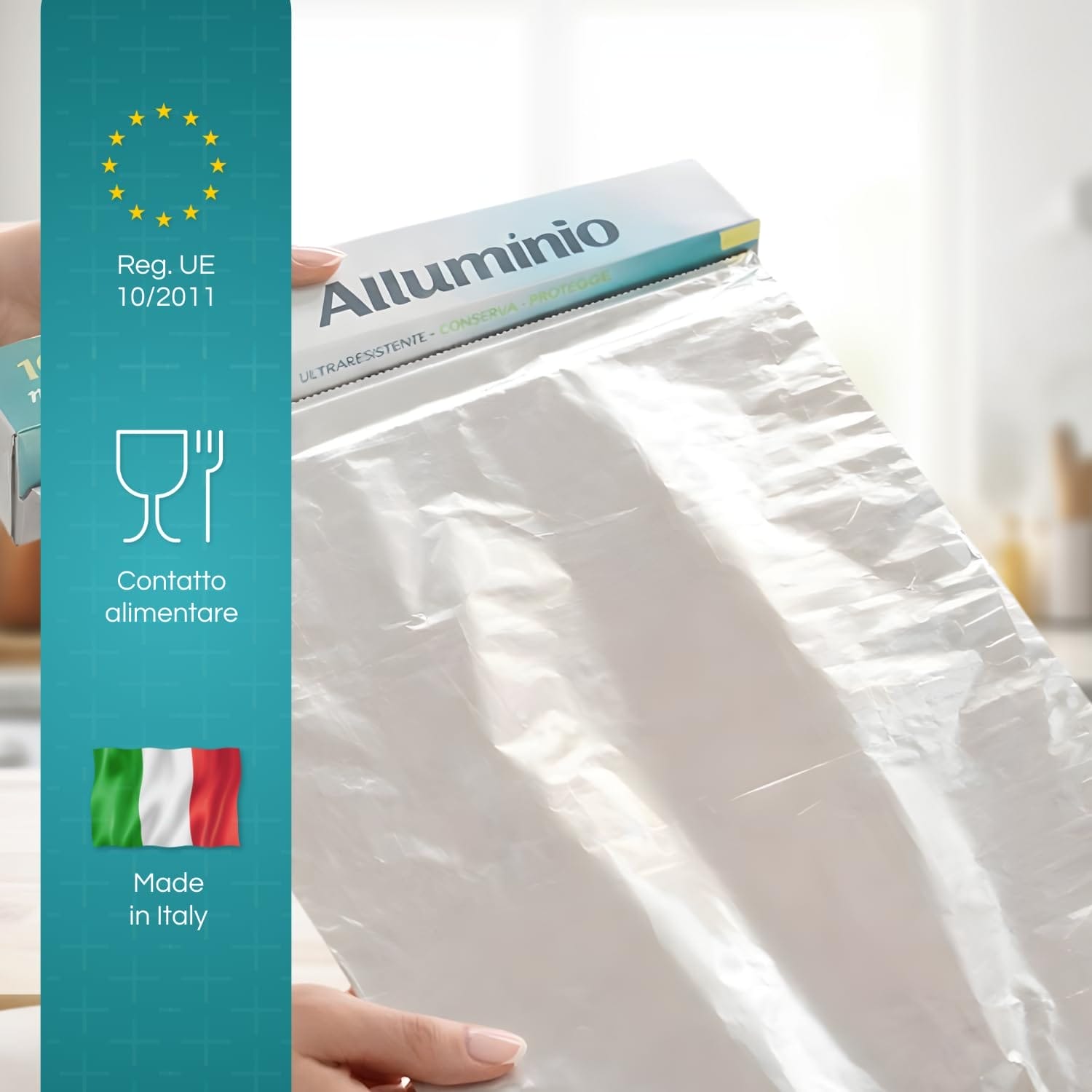 Alluminio alimentare certificato UE 10/2011, idoneo al contatto con alimenti