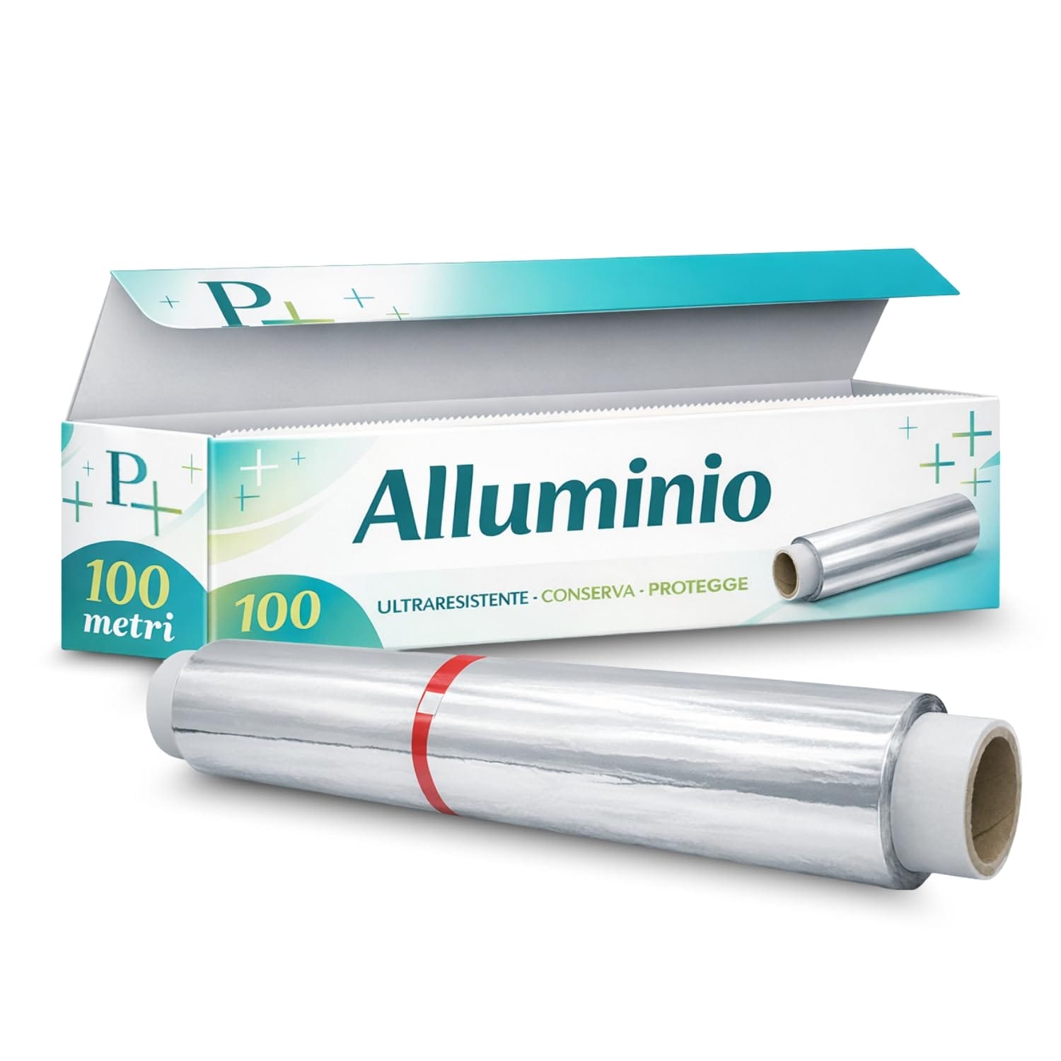 Rotolo alluminio 100 metri con scatola dispenser e seghetto integrato
