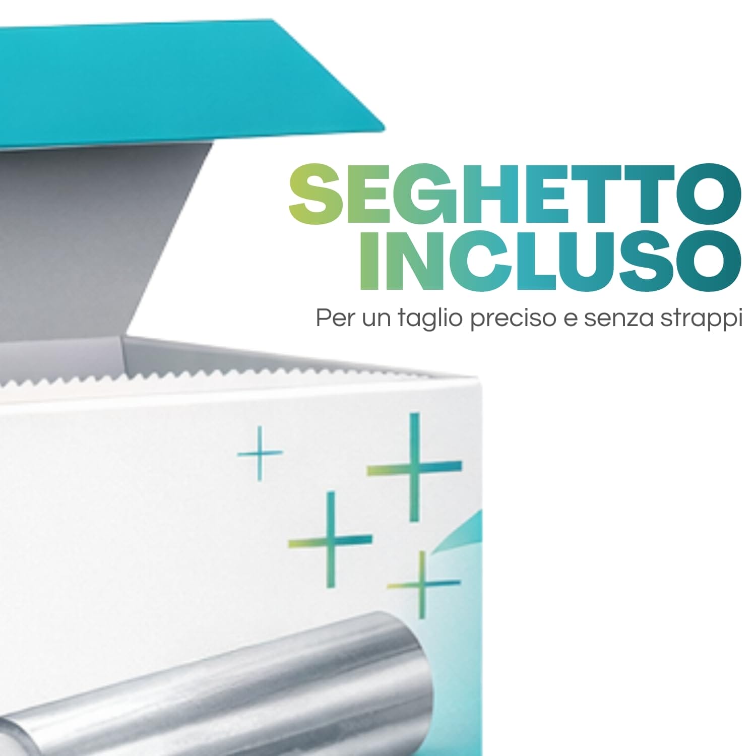 Scatola rotolo alluminio con seghetto incluso per taglio preciso