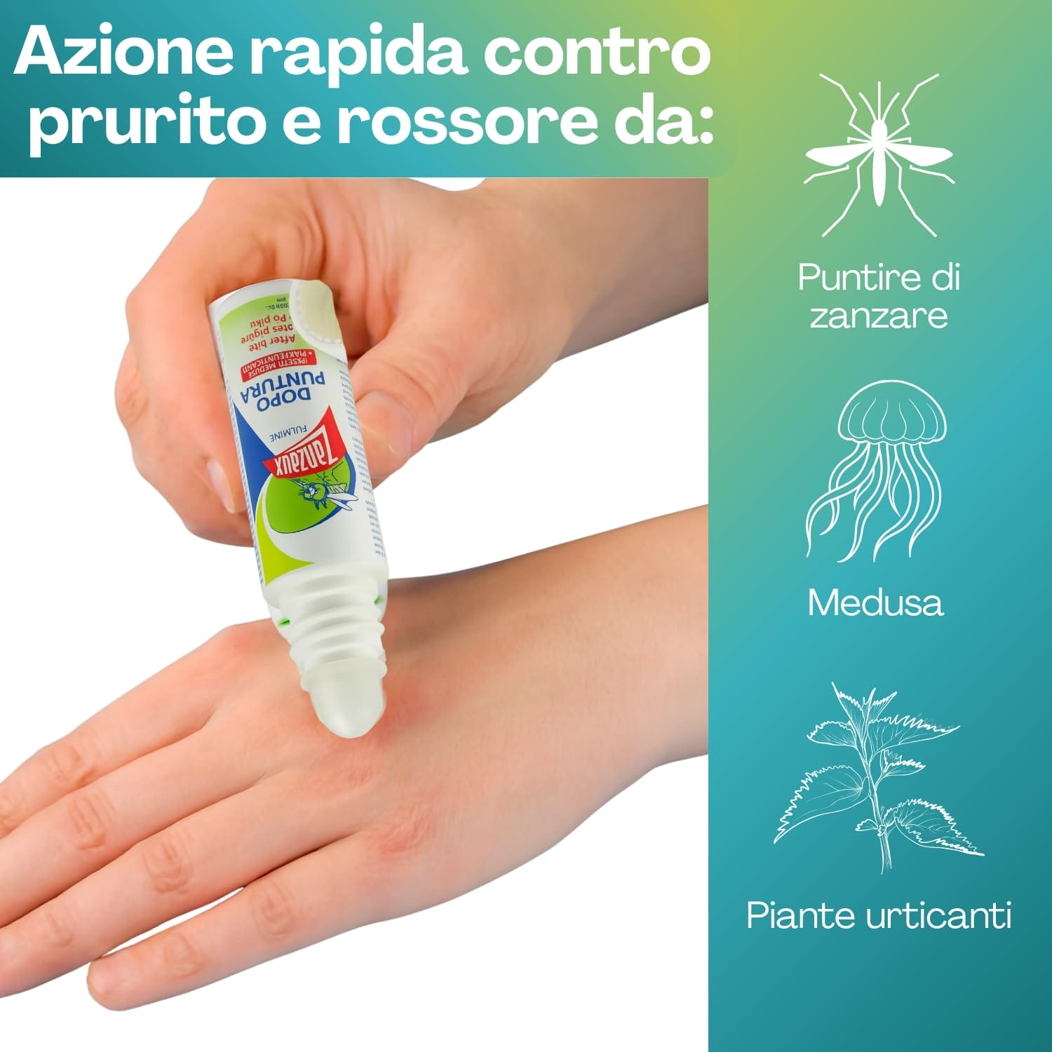 Applicazione stick dopo puntura Zanzaux Fulmine contro prurito da insetti, meduse, piante