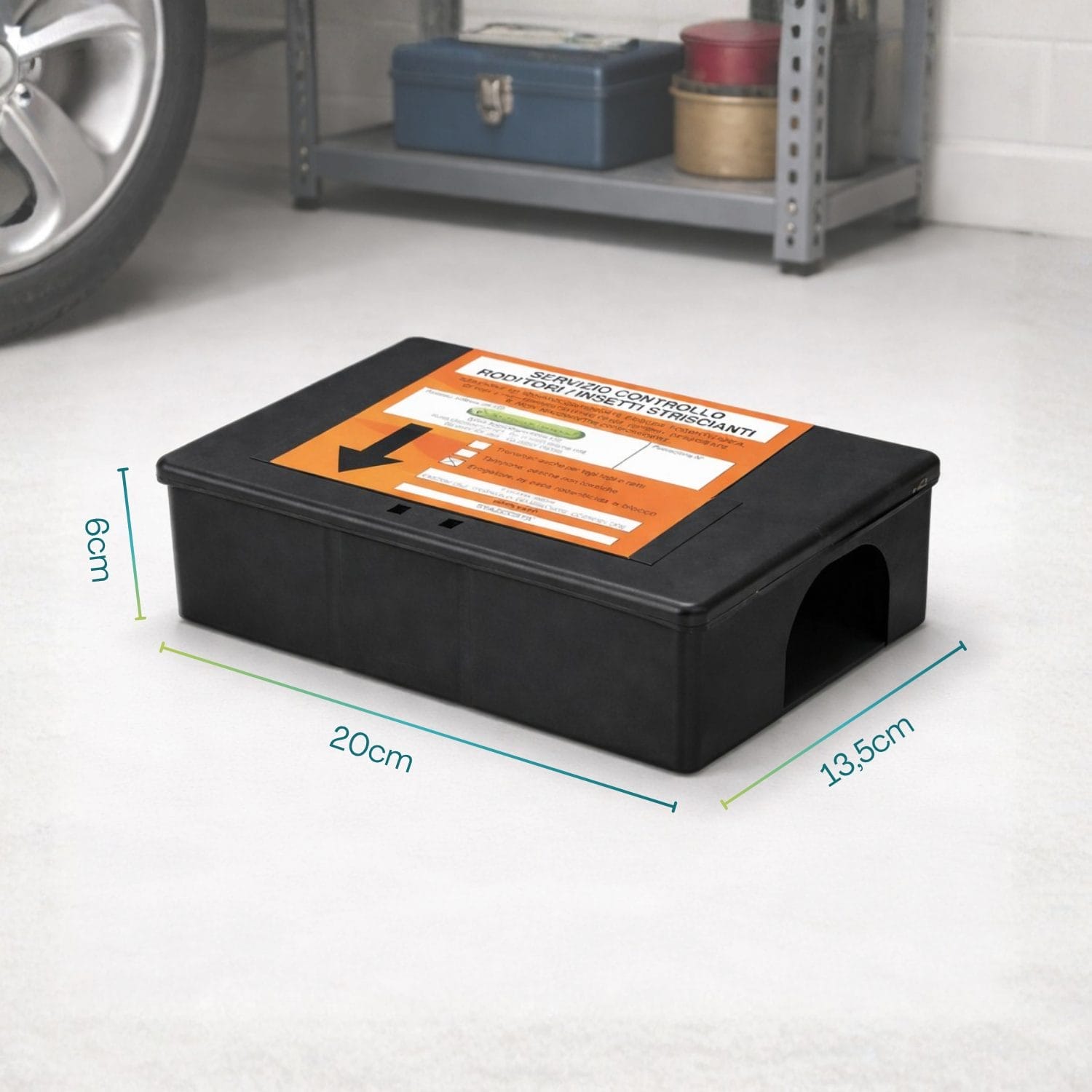 Contenitore esca per topi dimensioni compatte 20x13,5x6 cm per derattizzazione