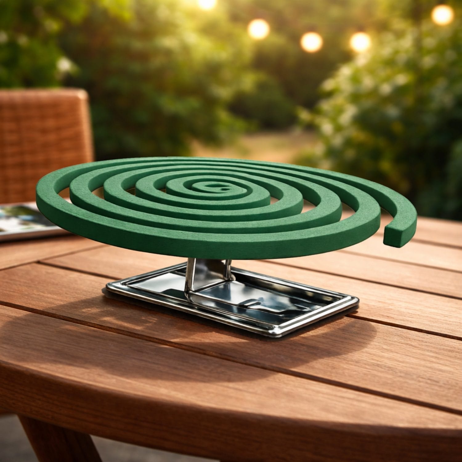 Spirale antizanzare verde con supporto metallico ideale per terrazzo giardino e campeggio