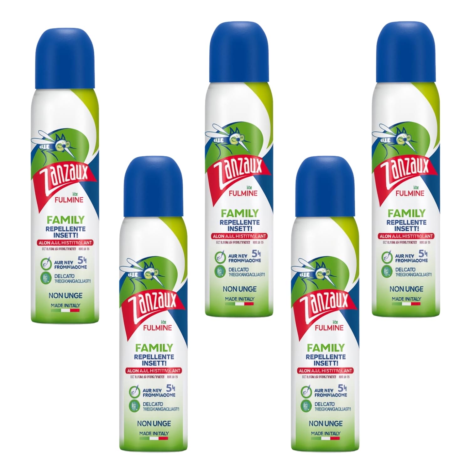 6 Spray repellente zanzare Zanzaux Family 100ml delicato, non unge, Made in Italy