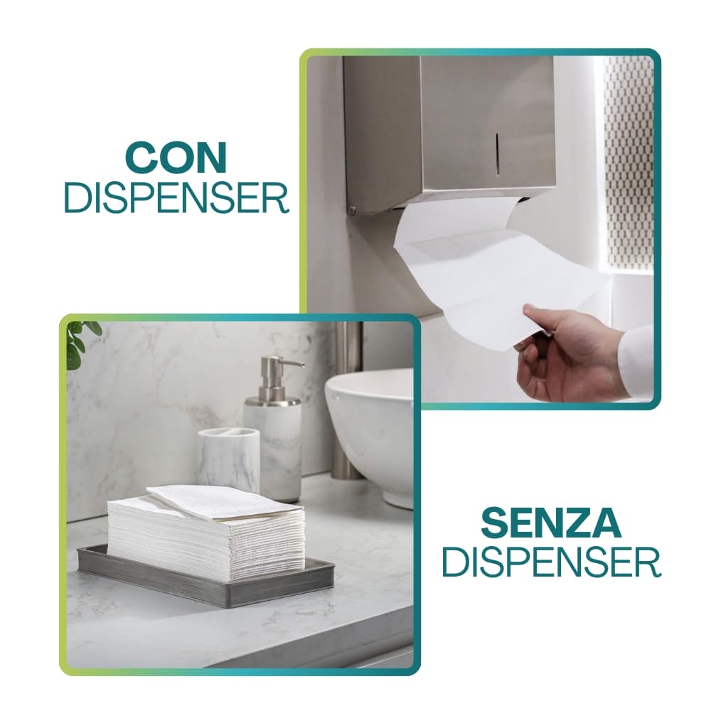 Asciugamani Goffrati Bianchi Piegati A C - 1200 Pezzi Per Dispenser Bagno, 23cm Assorbenti - Foto 8