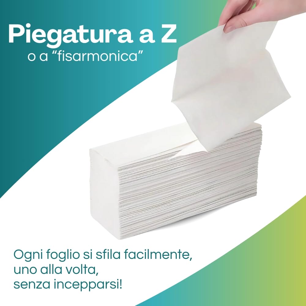 Asciugamani Di Carta Monouso Piegati A V | 6300 Pezzi | 21x21 Cm | Doppio Velo | Made In Italy - Foto 5