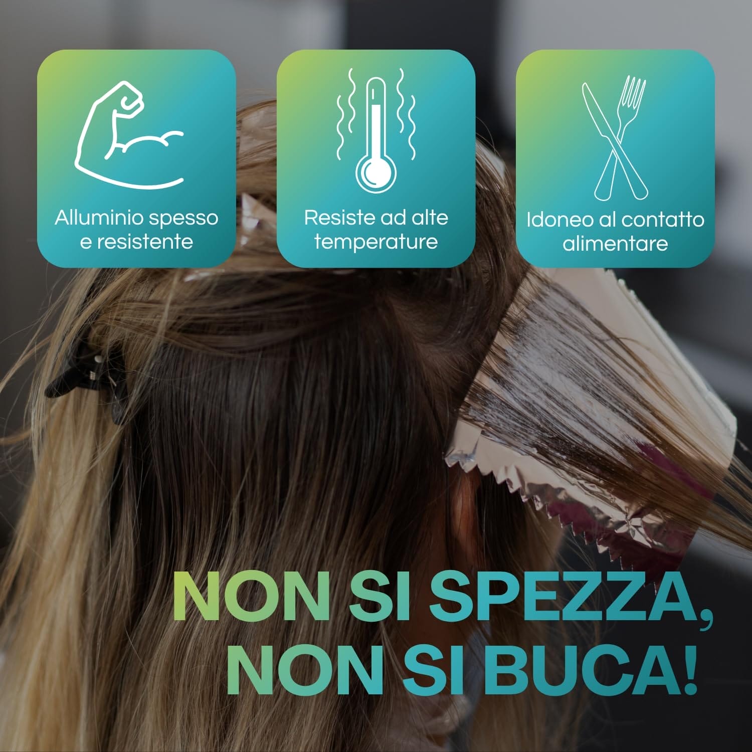 Alluminio spesso e resistente, adatto al contatto alimentare e alte temperature