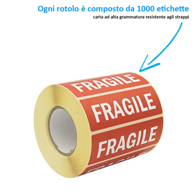 Carena Felice Rotolo Da 1000 Etichette Adesive 'MANICO FRAGILE CON CURA' 1 X 3 Pollici Per Spedizioni Etichette Maneggiare Con Cura 1x3 - Foto 2
