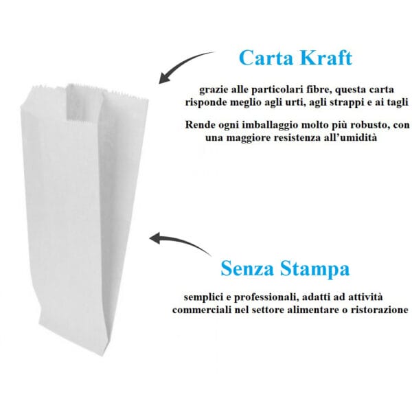 Sacchetti Carta Kraft Bianchi 12x24 Cm - Confezione Da 10 Kg Per Alimenti E Asporto - Foto 10