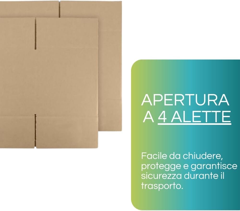 Scatola cartone doppia onda 60x40x40 cm apertura a 4 alette per imballaggio sicuro